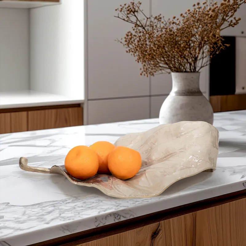 Sagebrook Home Metal Modern Glam Two Tone Novelty Leaf Table Decor