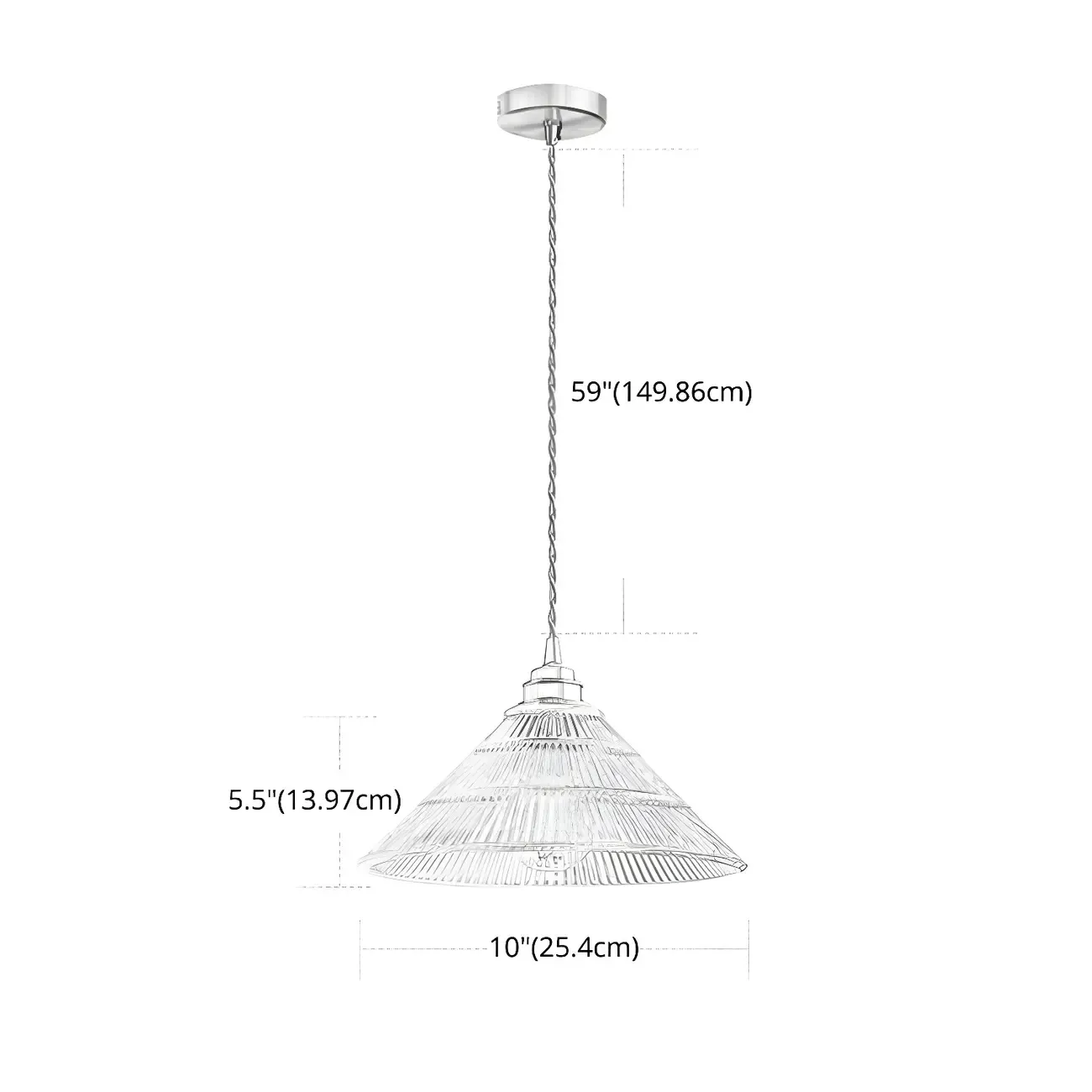 Industrial Clear Glass Cone Pendant Light Fixture