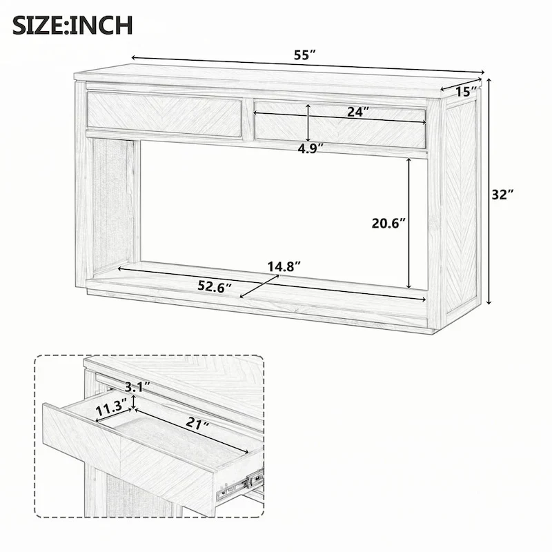 55  Rustic Wooden Entryway Console Table(Espresso)