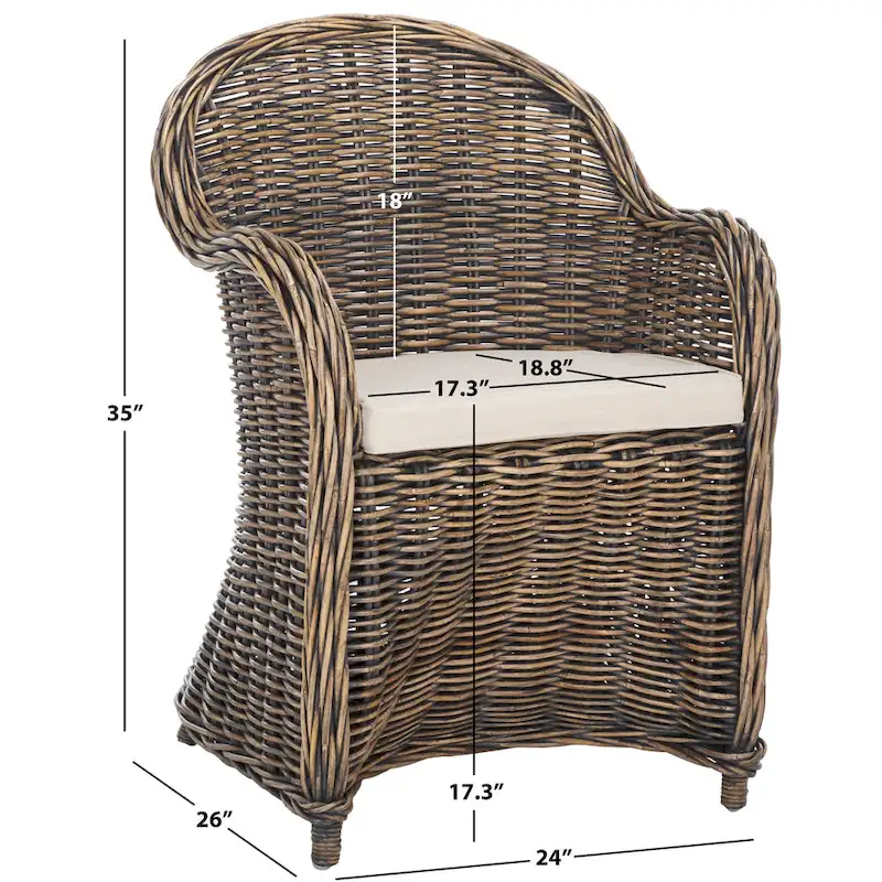 SAFAVIEH Sinja Yellow Rattan Club Chair - 24  x 26  x 35  - 24Wx26Dx35H