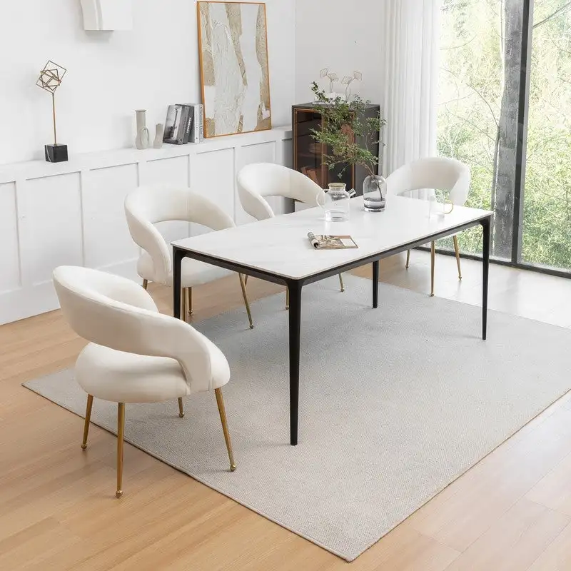 SEYNAR Mid Century Modern Velvet Upolstered Open-Back Dining Chair Set of 4