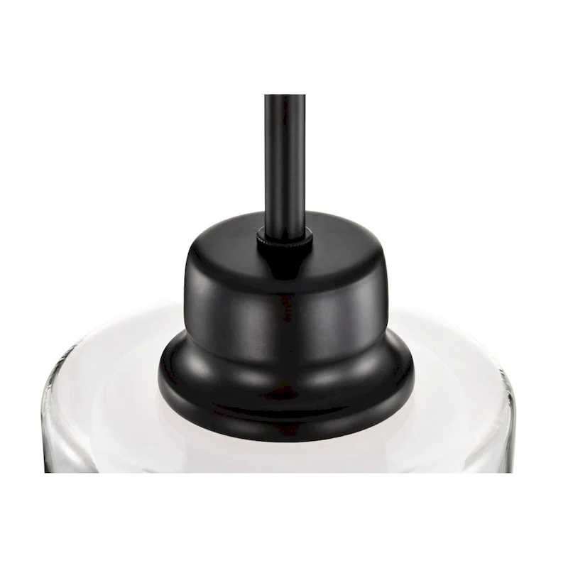 Daley 1-Light Matte Black Double Shaded Mini Pendant Light with Clear Glass and White Glass Shades