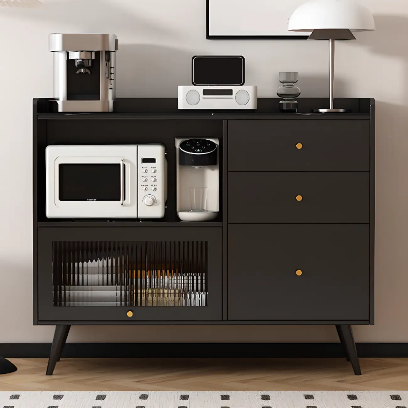 Elegant Black Buffet Cabinet for Modern Living Room Decor