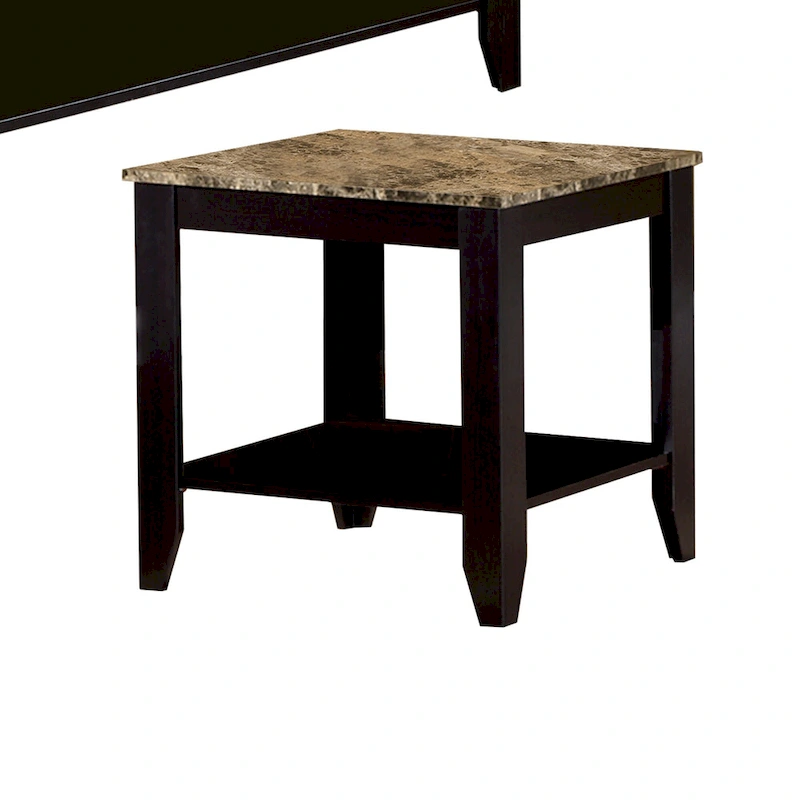 Artistic 3 piece occasional table set with Marble Top, Brown