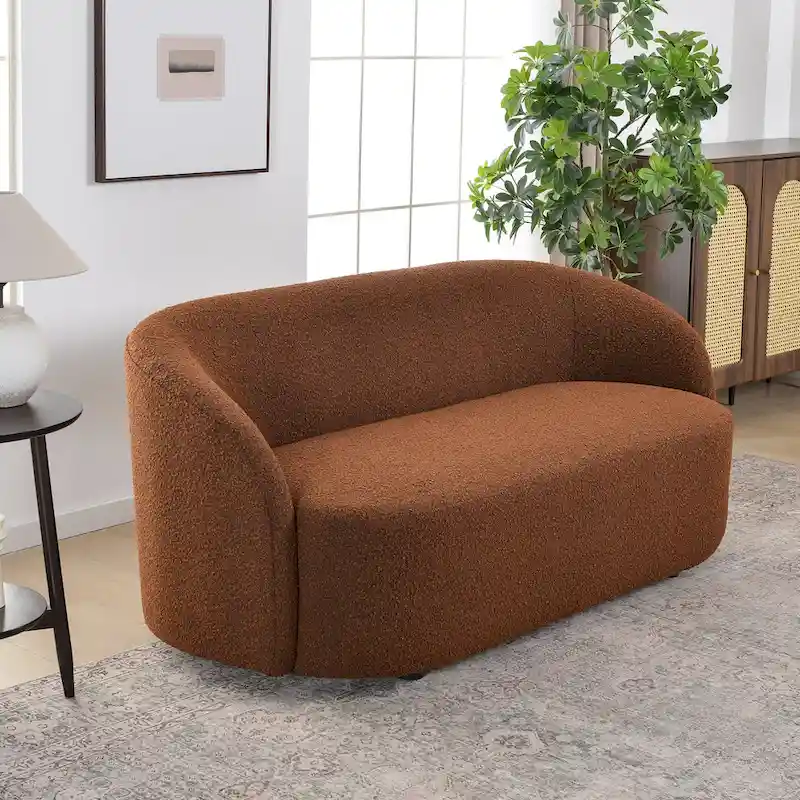 KINWELL Sherpa Upholstered Loveseat Boucle Sofa Couch, 68W