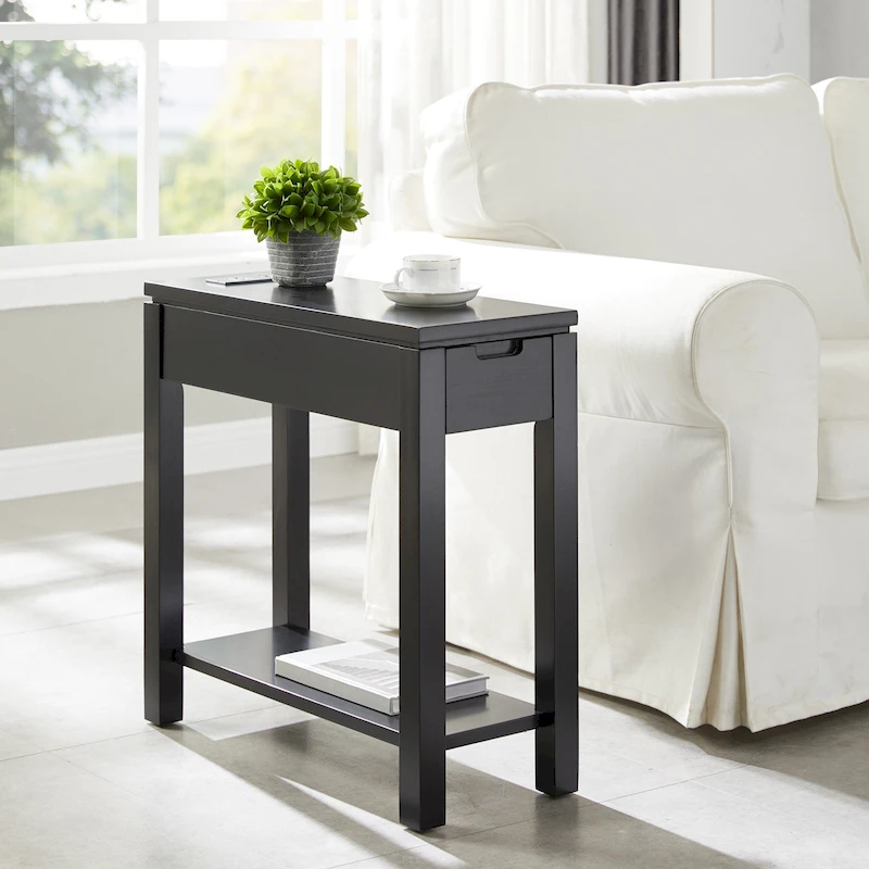 Leick Home Charging Cade Wood Side Table with Drawer