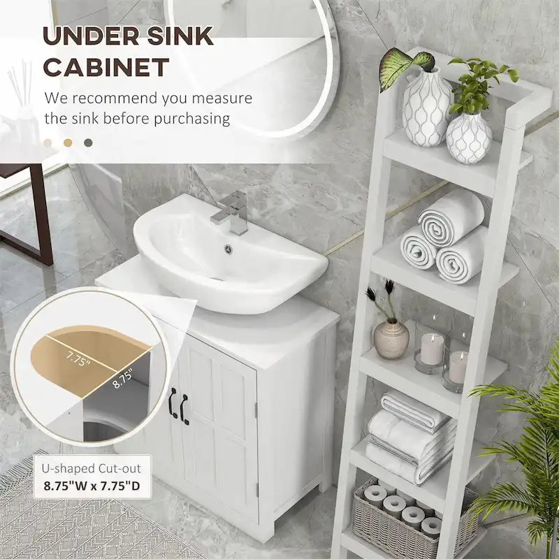 Bathroom Wood Pedestal Sink Cabinet with Adjustable Shelf (No Sink)