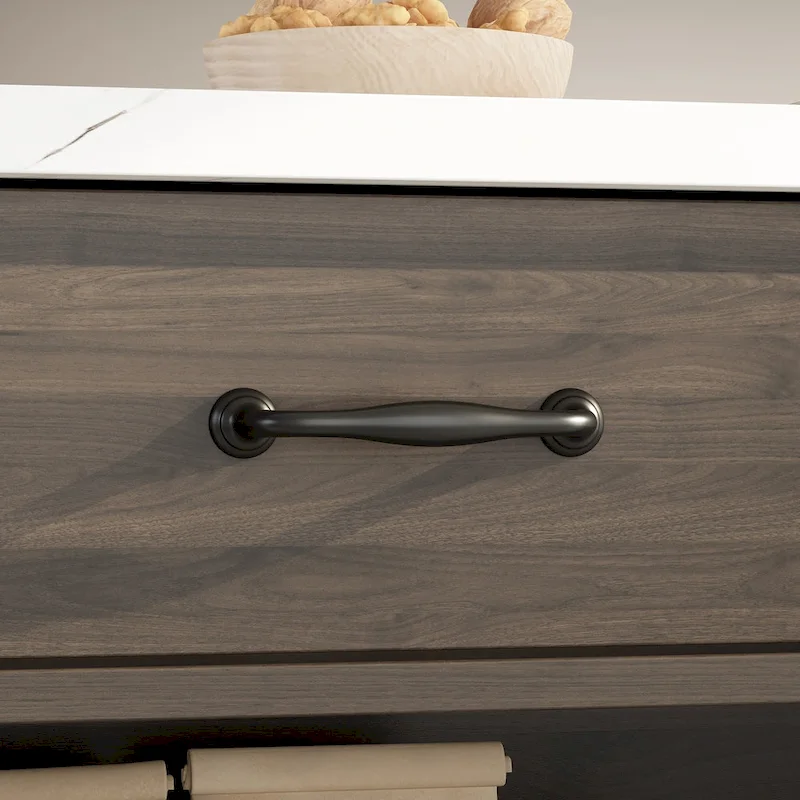 55.1W Buffet Kitchen Island Cabinet with Open Shelves Two Drawers