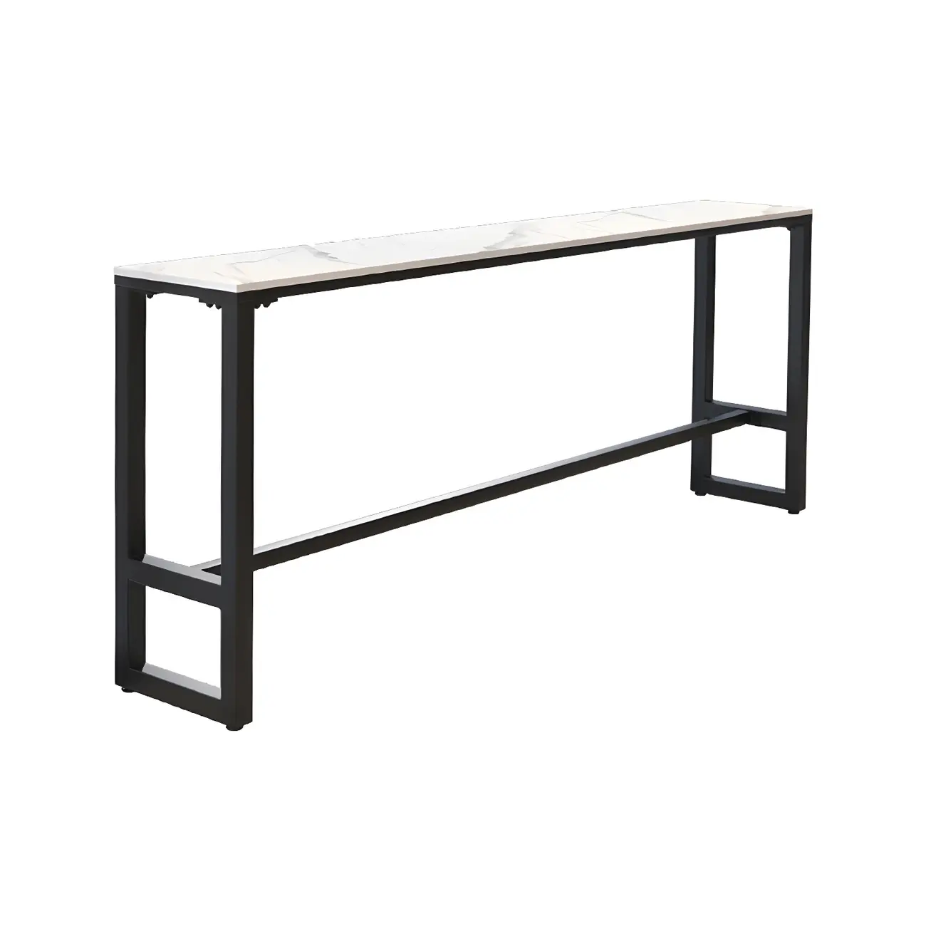 Rectangular White Marble Top Bar Tables with Iron Base