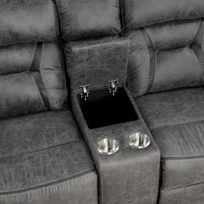 Amie Gray Microfiber Reclining Love Seat