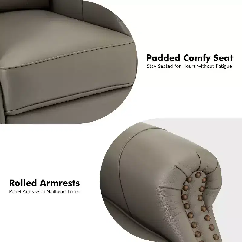Irene 30.5 Wide Genuine Leather Manual Recliner with Rolled Arms Set of 2| ART OF LIVING DESIGNS