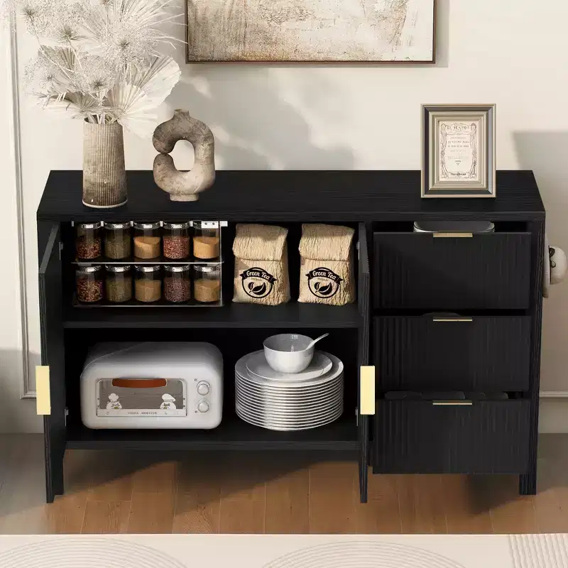 GDFStudio Law Modern Large Storage Cabinet with Drawers and Adjustable Shelves
