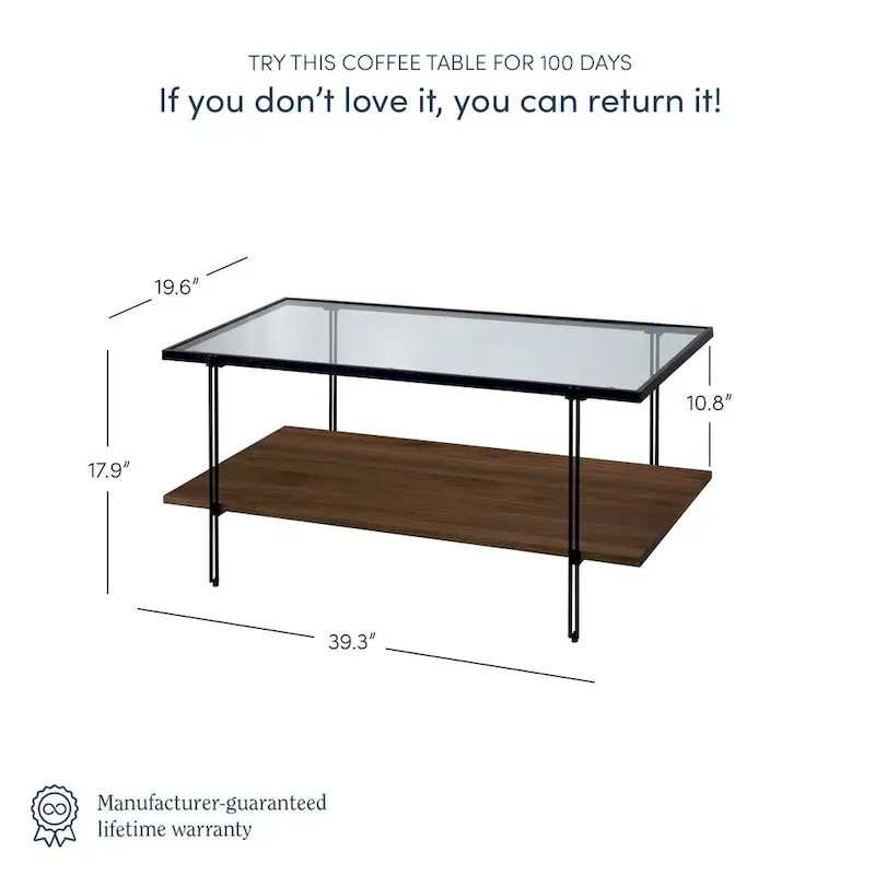 Mid-Century Coffee Table with Glass Top and Oak Shelf