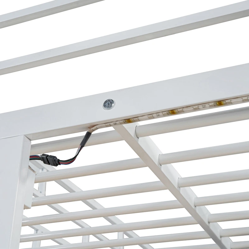 Twin Metal Loft Bed with Built-in Desk, Wardrobe & Power Outlet - 350LB Capacity