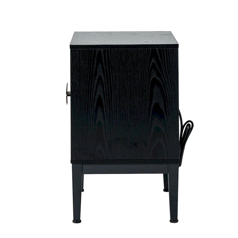 Modern Tall 2-Drawer Nightstand (With Charging Station And Adjustable Feet) — Set Of 2