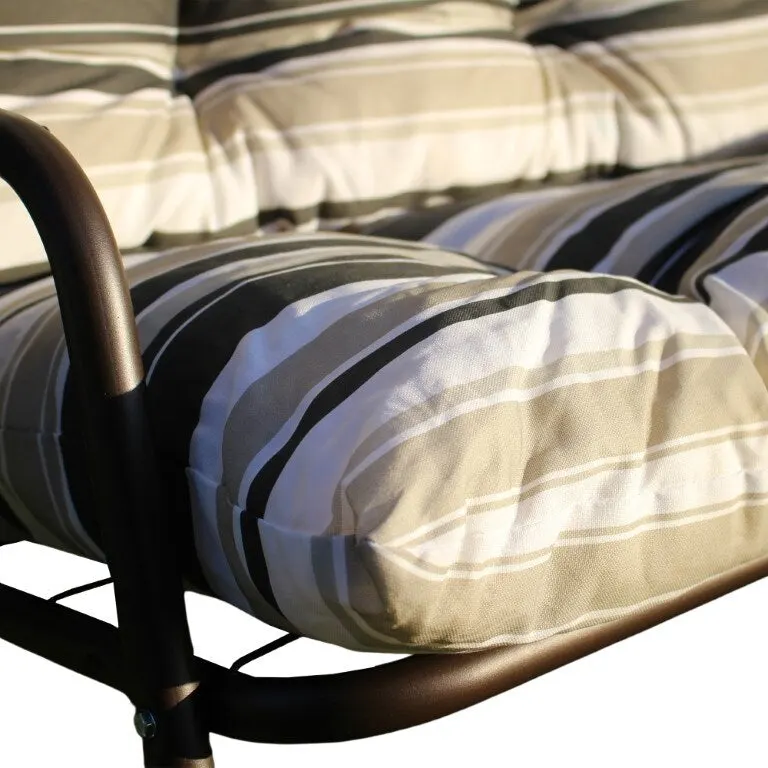 SUNJOY 3 Seat Deluxe Patio Swing Steel Frame, Adjustable Canopy Cushions