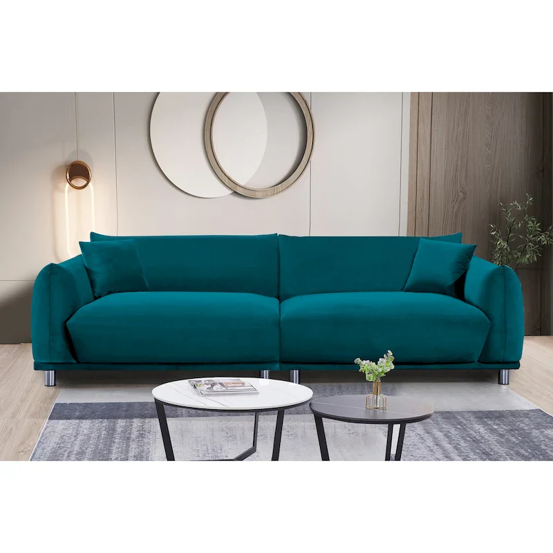 US Pride Furniture 88.2W Metal-Legs Velvet Fabirc Foam Sofa