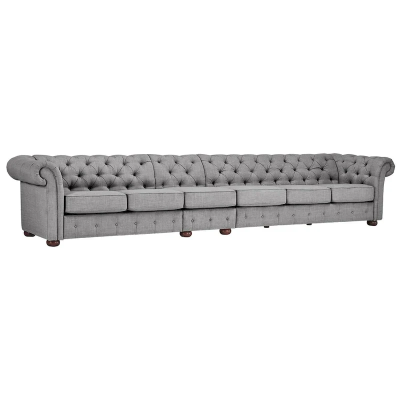 Knightsbridge Light-grey Extra Long Chesterfield Sofa by iNSPIRE Q Artisan