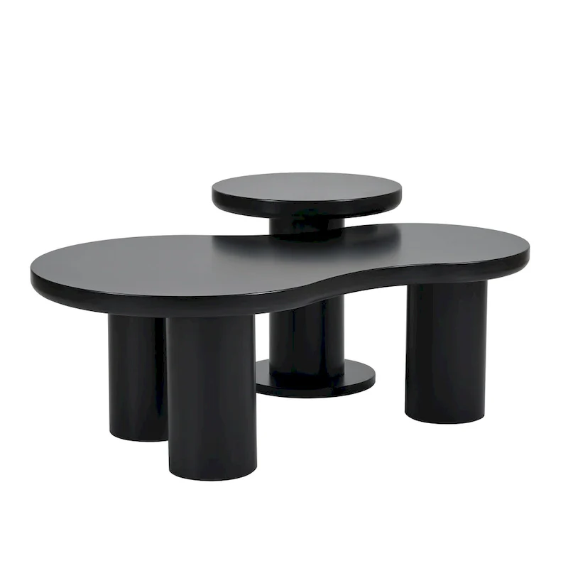 Set of 2 Nesting Cloud Coffee Table with Round Small Side Table