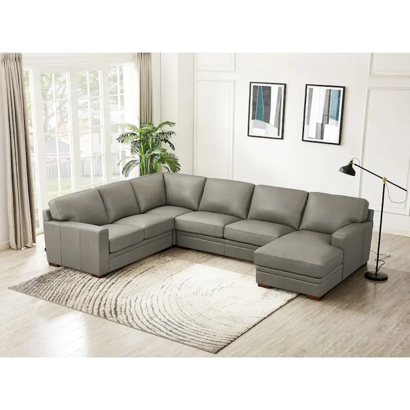 Hydeline Dillon Top Grain Leather Right-Facing Sectional Sofa with Chaise