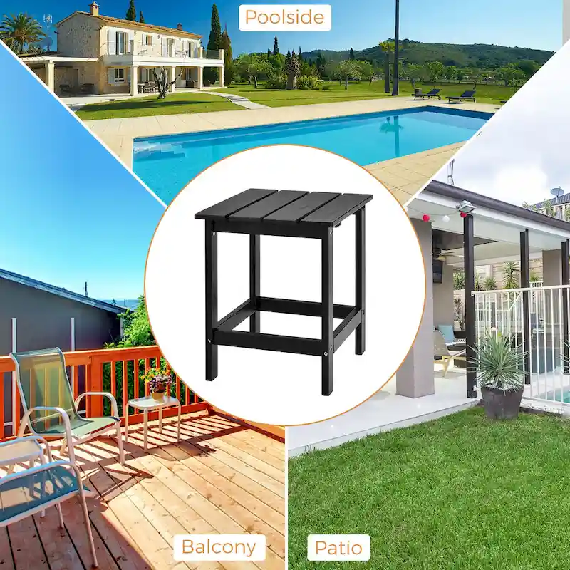 Costway Patio 15  End Side Coffee Table Square Wooden Slat Garden Deck - See details