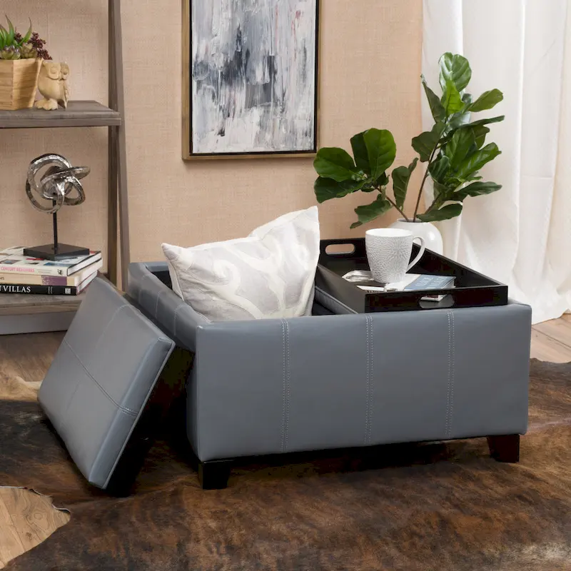 Modern Upholsteredoe Storage Bench Ottoman