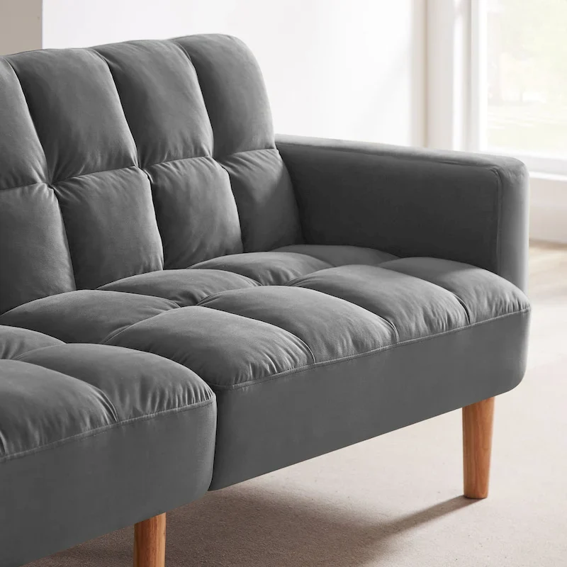 Velvet Convertible Sofa Bed - 3-Position Futon