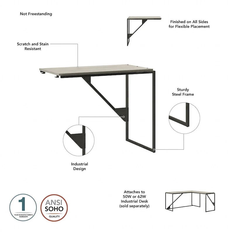 62W L Shaped Industrial Office Desk