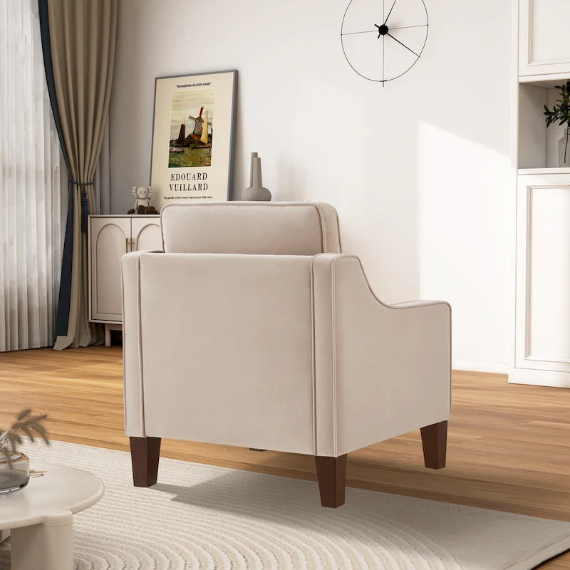 Modern Velvet Upholstered Accent Chair Single Sofa Armchair