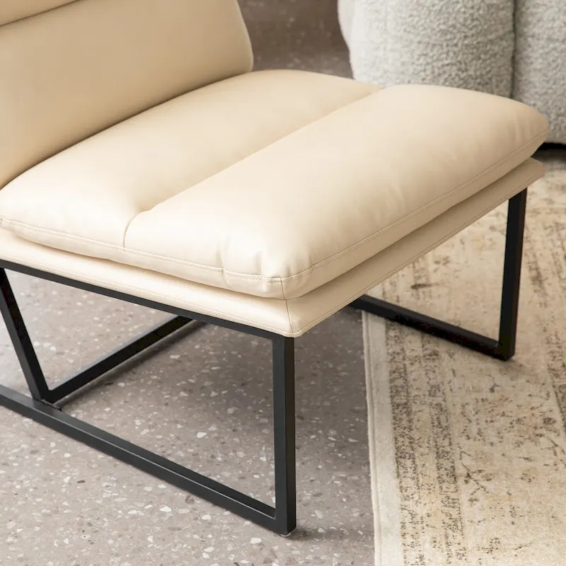 Glitzhome Set of 2 30.25H Modern Ergonomic PU Accent Armless Chair