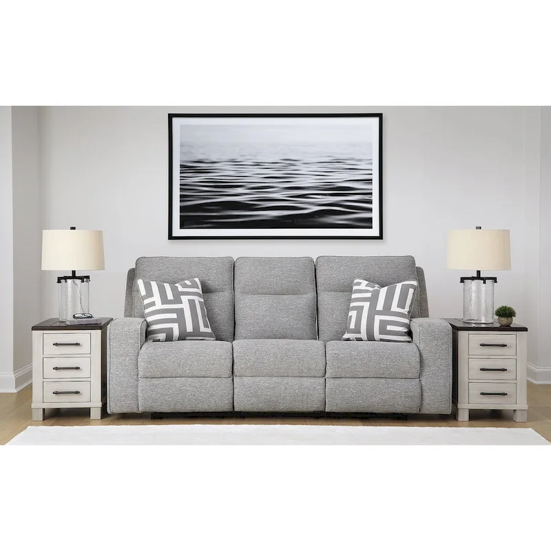 Power Reclining Sofa in Pewter, 88W x 43D x 42H Inches, Living Room Recliner Couch