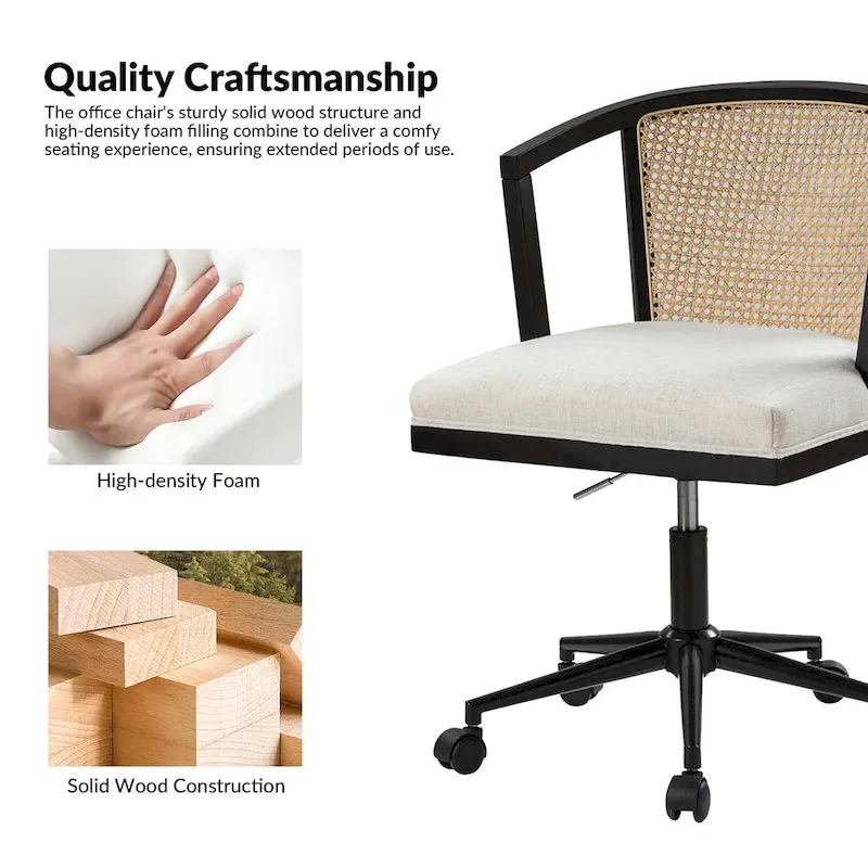 Ingrid Modern Rattan Swivel Height Adjustment Office Chair by