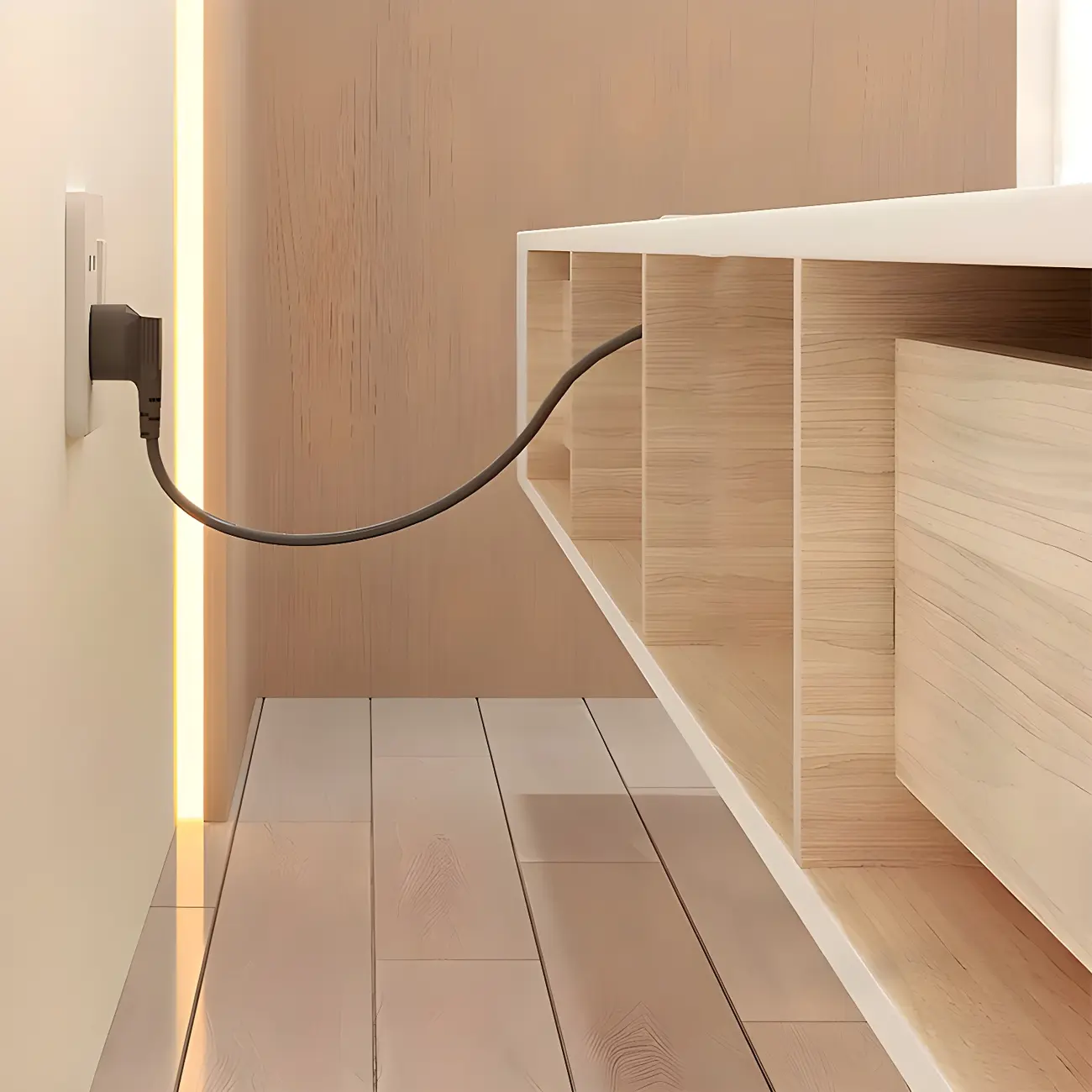 Glam Wooden Floating TV Stand in White with Drawers & Shelves