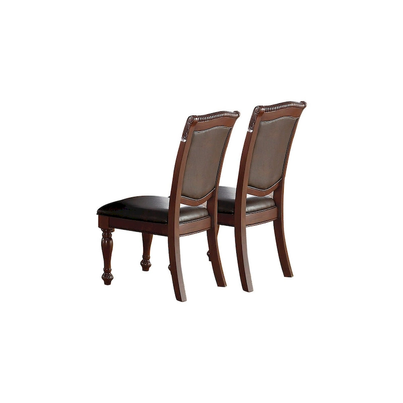 PU Upholstered Dining Chair, Dark Brown(Set of 2)