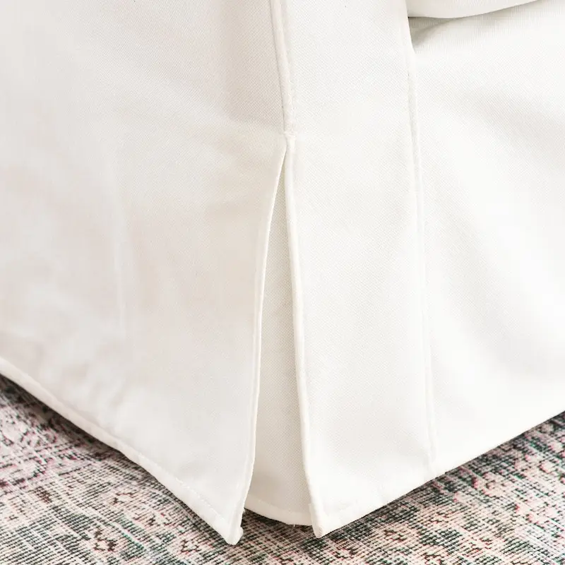 KINWELL 3-Seater Linen Slipcovered Sofa with 4 Pillows and Skirt, 90W