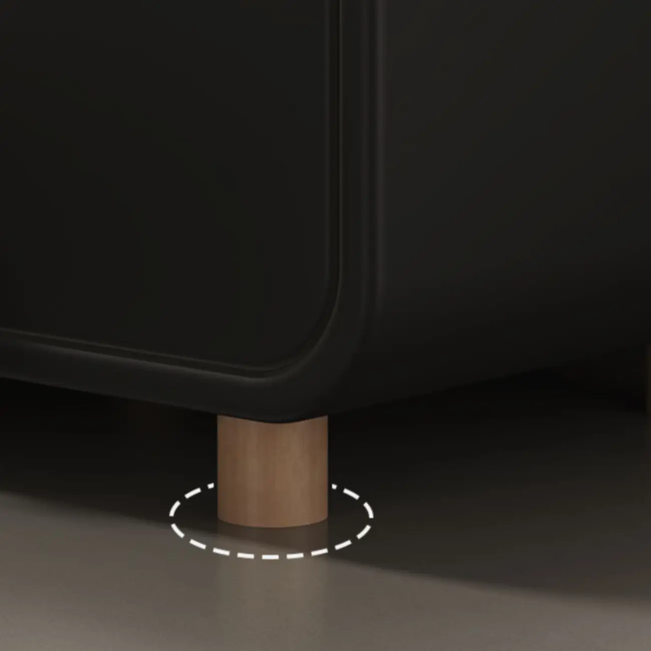 Solid Wood Leather-Top Black 2 Tiers Drawer Nightstand