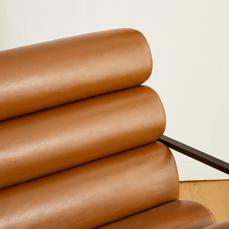 26.75W Modern Comfy PU Leather Accent Chair with Metal Frame