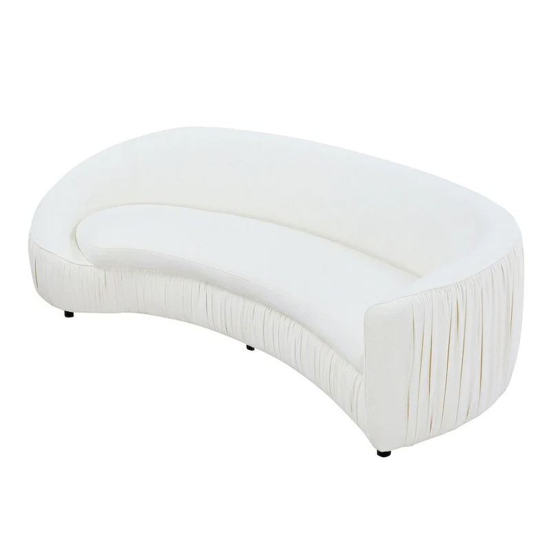 Modern Curved Shaped Sofa Upholstered 4-Seat Fabric Sofa Couch