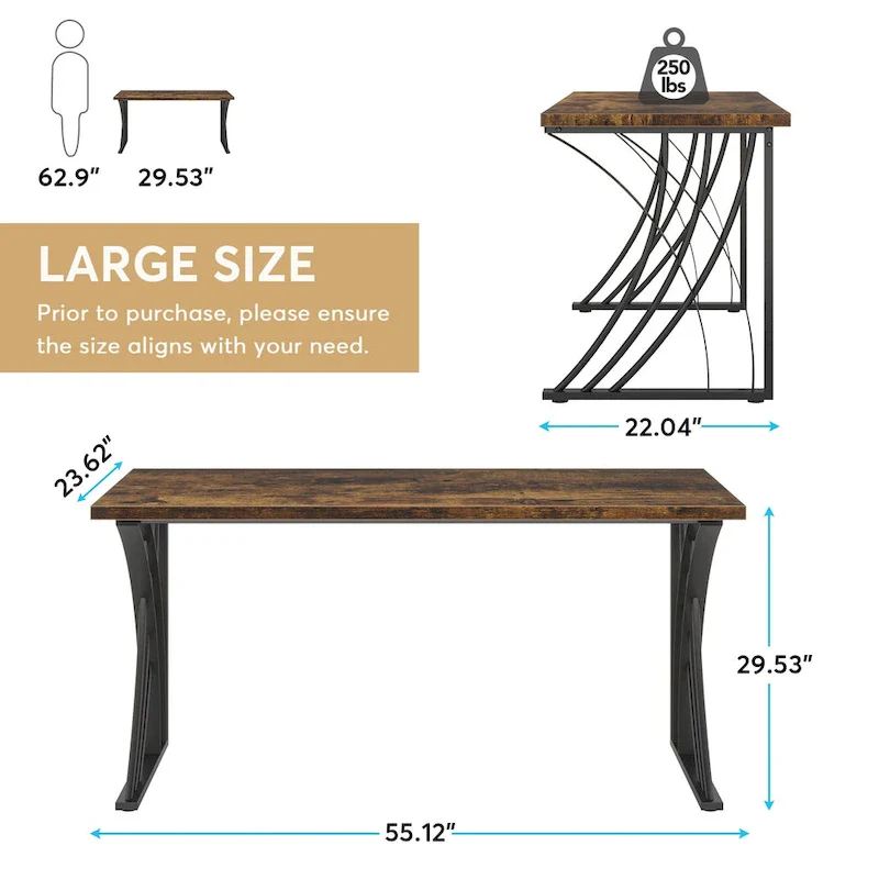 Modern Gold/White Computer Desk, 55 inch Dining Table with Gold Legs, Vanity Table, Conference Table