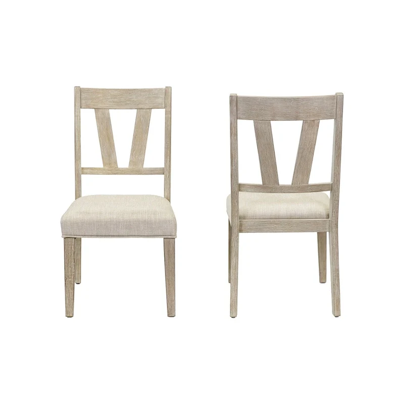 Two Wood Modern Farmhouse Kitchen Table Chairs, Dining Seats, Brown