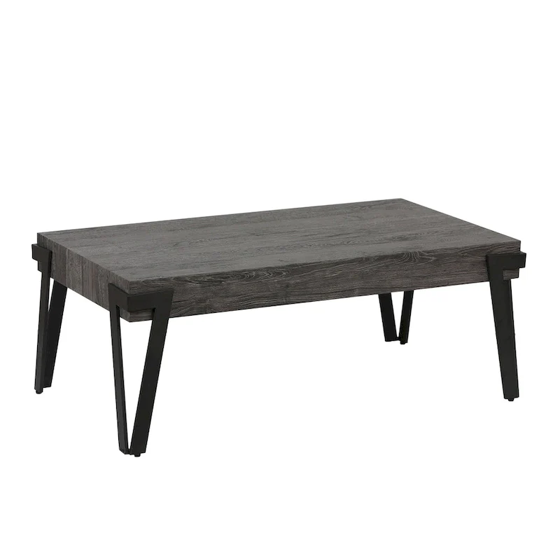 43-inch Industrial Wood and Metal Coffee Table - 17  H x 43.38  W x 24.5  D