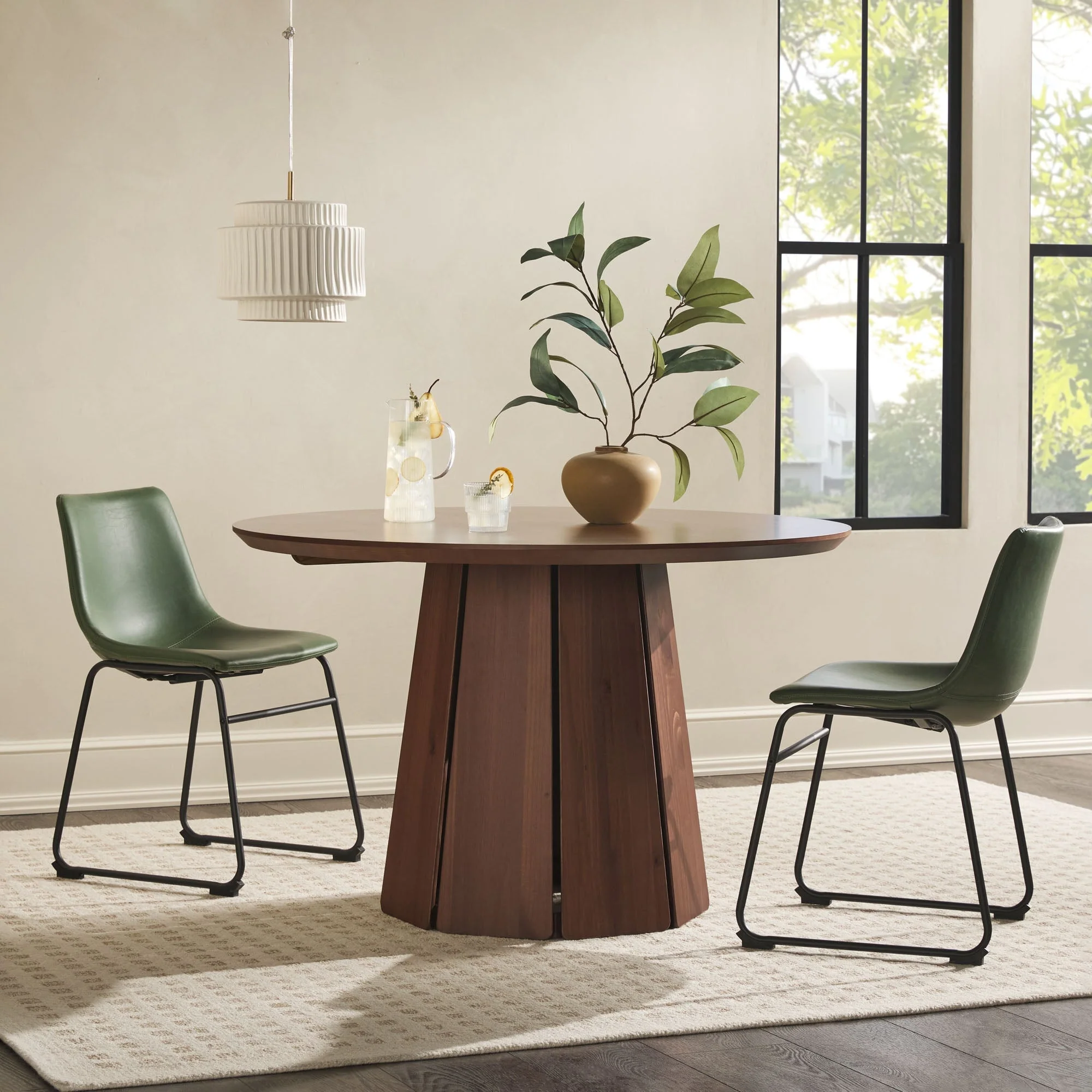 Koa 48 Round Solid Wood Pedestal Dining Table