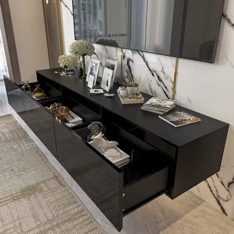 63 TV Stand Hanging TV Consoles Wall TV Cabinet with LED Entertain
