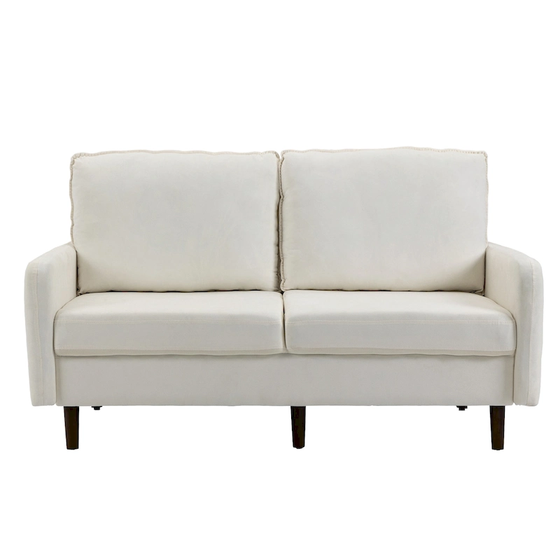 Modern Loveseat Velvet Wood Legs Sofa