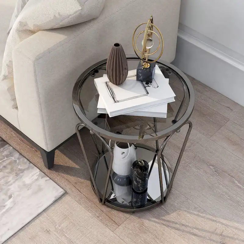 20-inch Glass Top 1-Shelf End Table