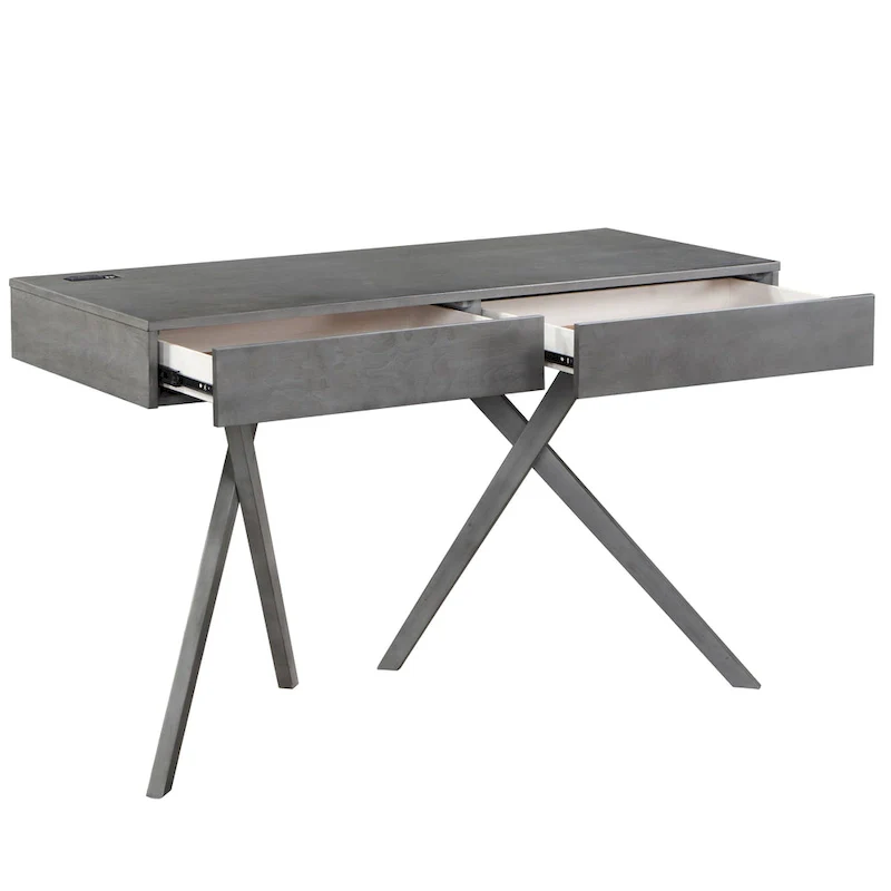 Foli Transitional 47-inch Wood 2-Drawer Desk with USBs and Power Outlets by Furniture of America