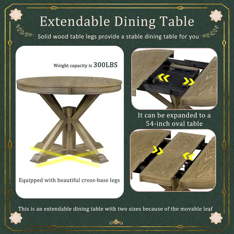 Retro Functional Extendable Dining Table with a 12