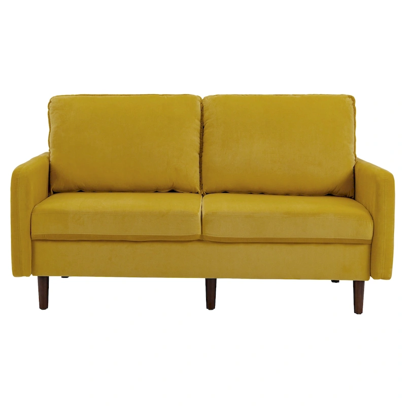 Modern Loveseat Velvet Wood Legs Sofa