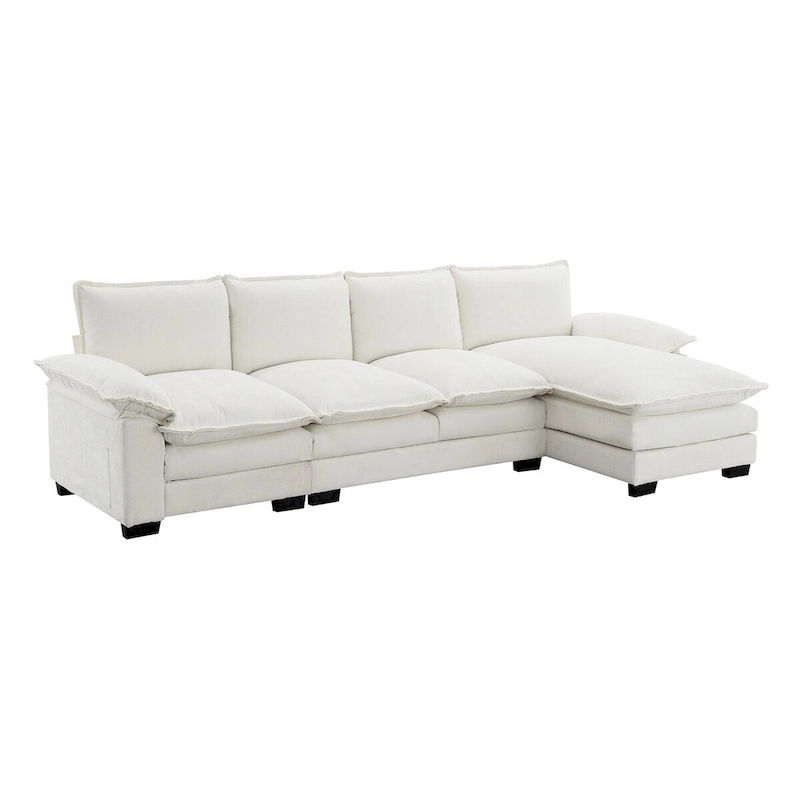 Harper&Bright Designs Modern L-shaped Chenille Cloud Sofa with Double Seat