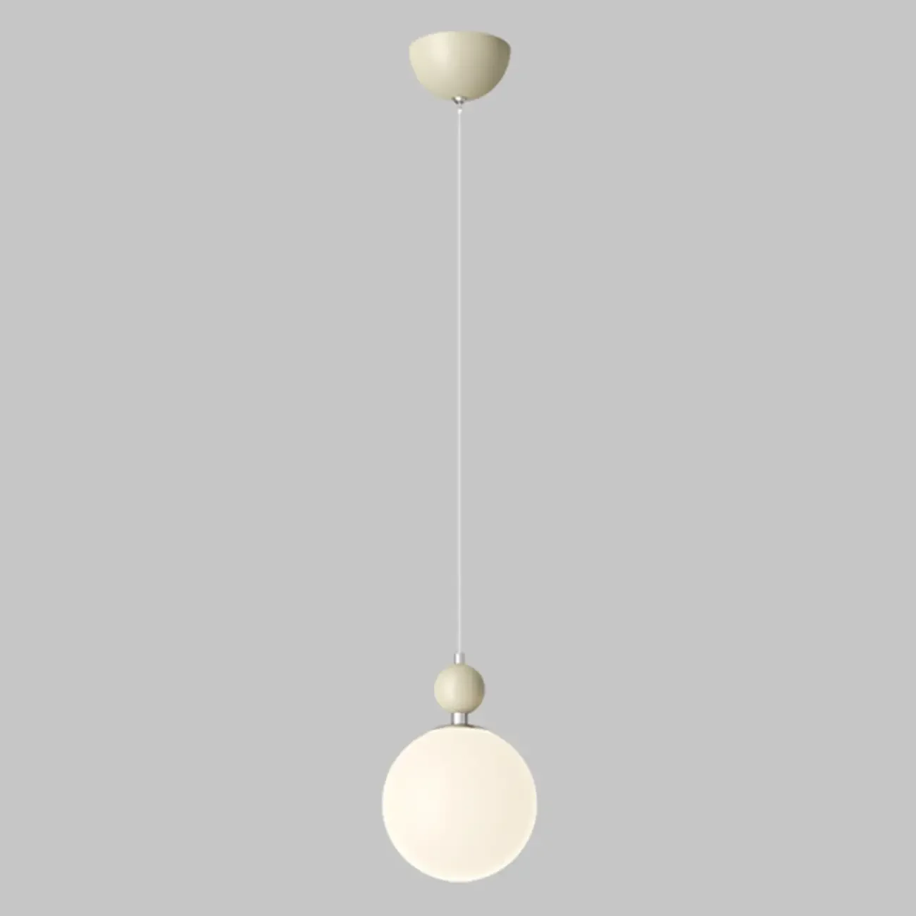 Elegant Milky Glass Globe LED Pendant Light with Bead Detail